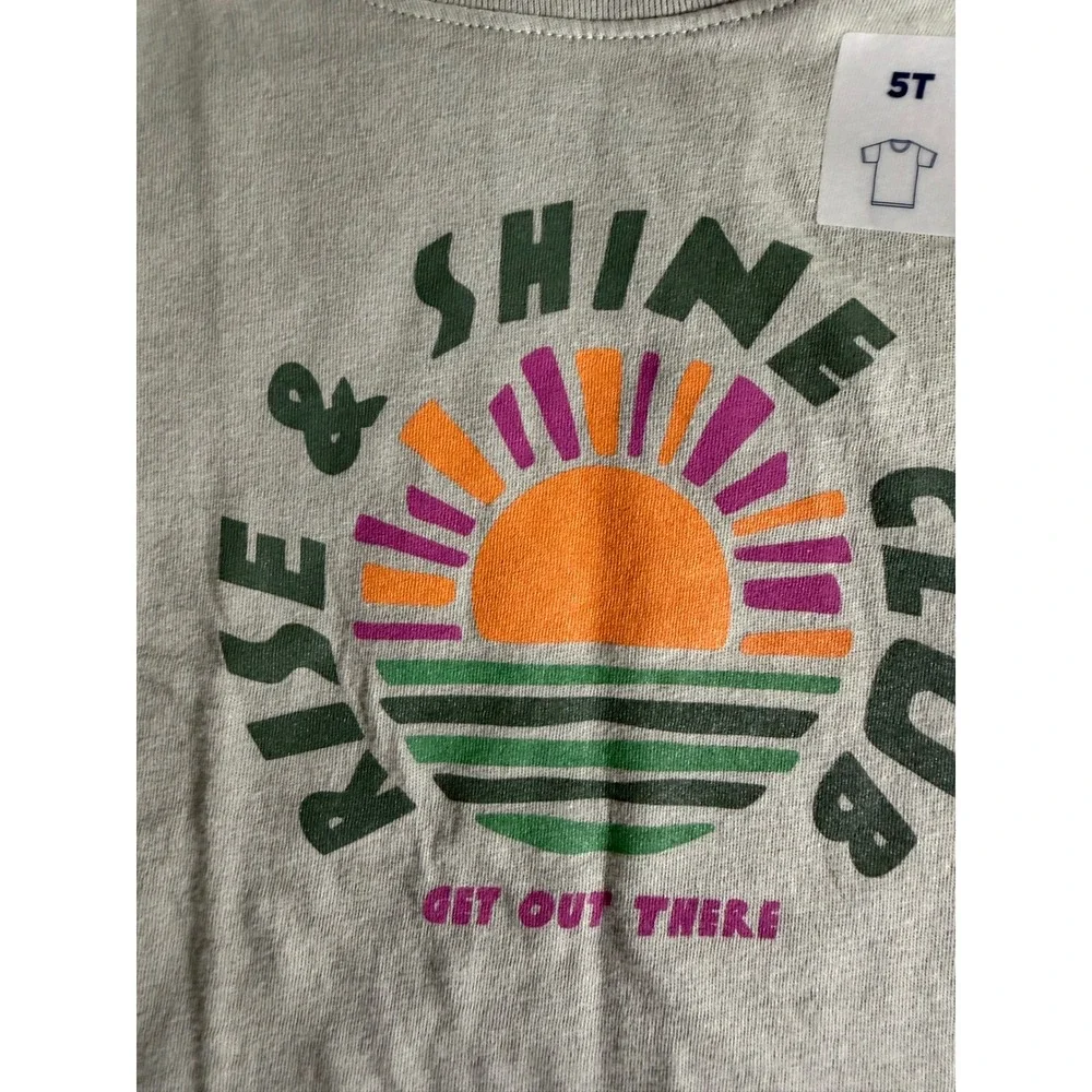 Old Navy Toddler Rise & Shine Club Graphic Tee Sage Green 5T Short Sleeve Shirt
